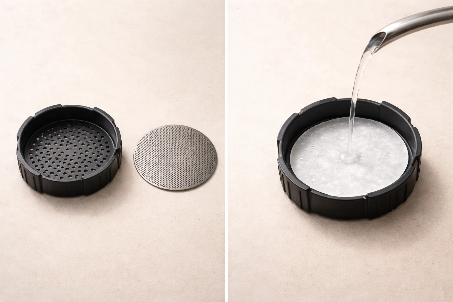 aeropress temelleri bağlamında kağıt ve metal filtre karşılaştırması, kağıdın ön ıslatılması