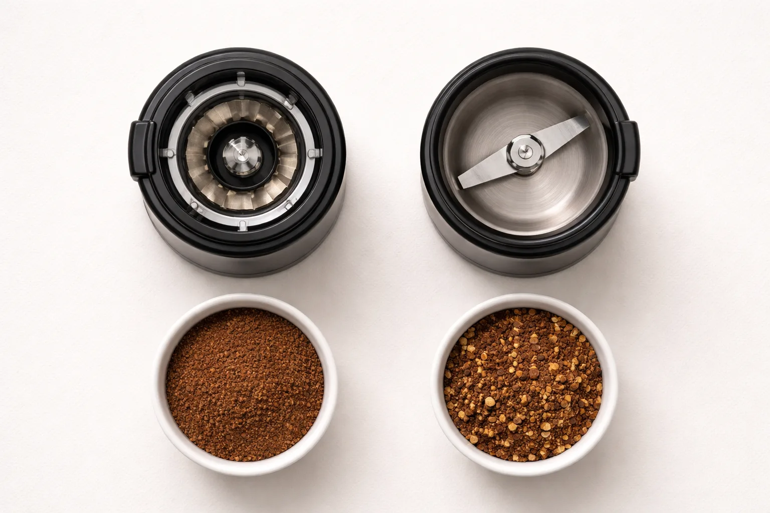 Kahve öğütücü temelleri kapsamında burr ve bıçaklı öğütücüler yan yana karşılaştırma